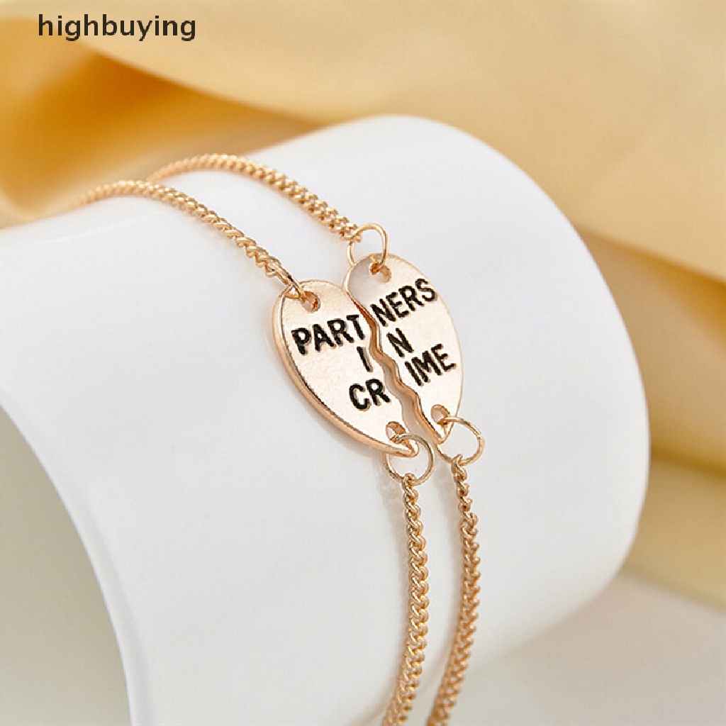 Hbid 2pcs Gelang Persahabatan Wanita Bandul Desain Kombinasi Hatitulisan Best Friends Forever Untuk Hadiah