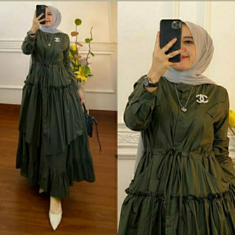 Flow Hanna Long Dress Wanita Muslim Fashion Ootd