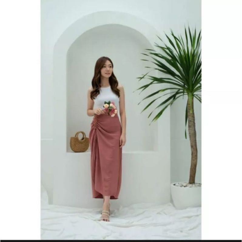 Rok Serut Samping Premium Crinkle Airflow/ Skirt Korean Style Hight Waist