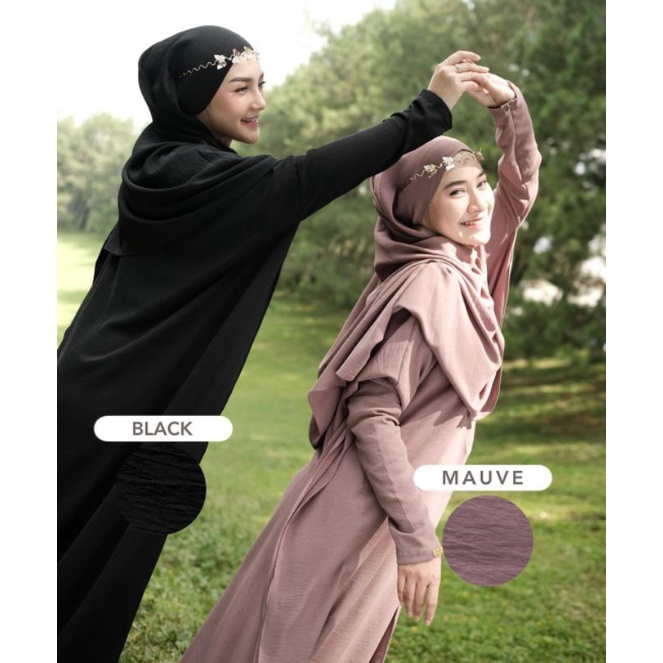 FARASYA ABAYA BY ALARETA BLACK & DUSTY PURPLE