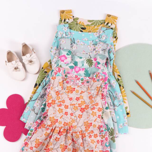 Dress Kancing Pundak Dress KUTUNG 1-6 tahun KODE B Bahan Katun 100%