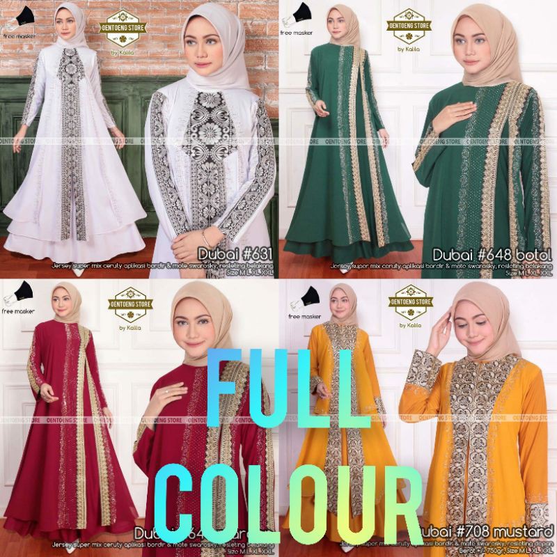 [BAYAR DI TEMPAT] GAMIS TURKEY ABAYA BORDIR WARNA MAROON HIJAU MUSTARD NAVY | DRESS WANITA KONDANGAN