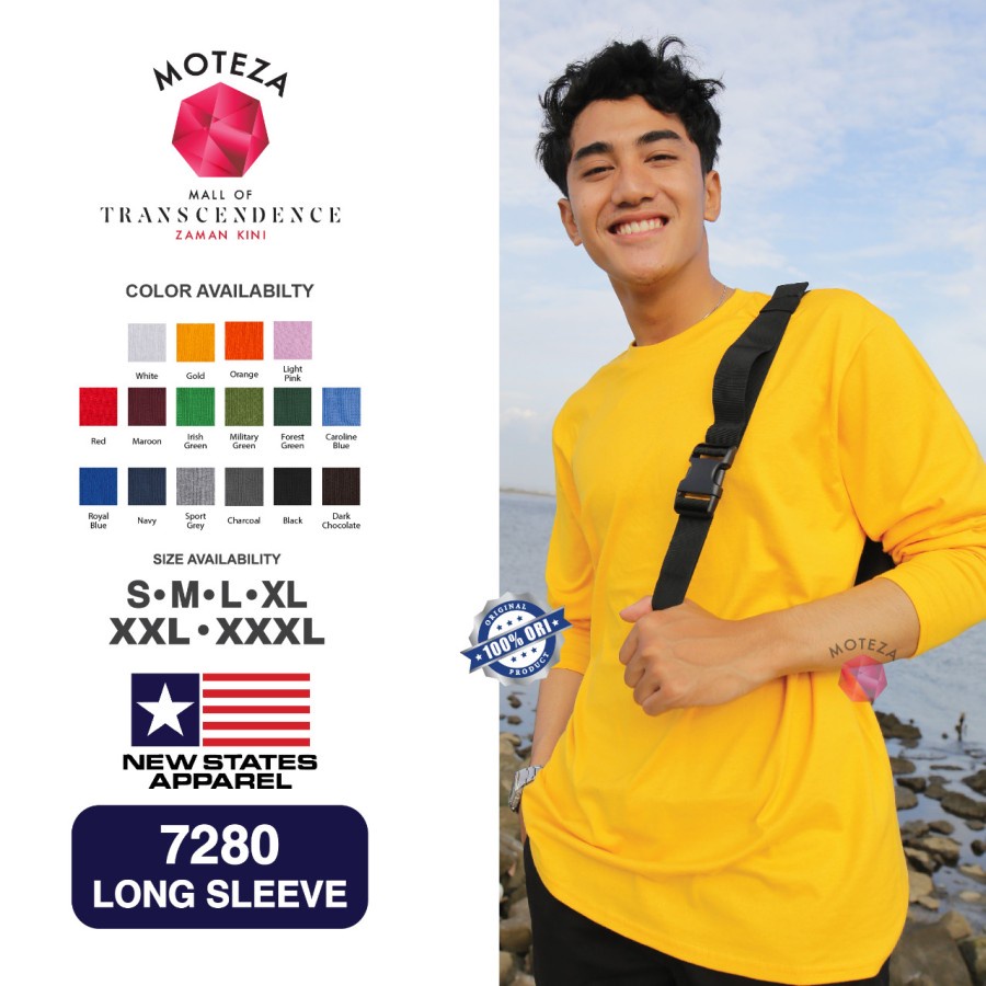 Kaos Lengan Panjang NSA New States Apparel - 7280 - S M L XL XXL XXXL