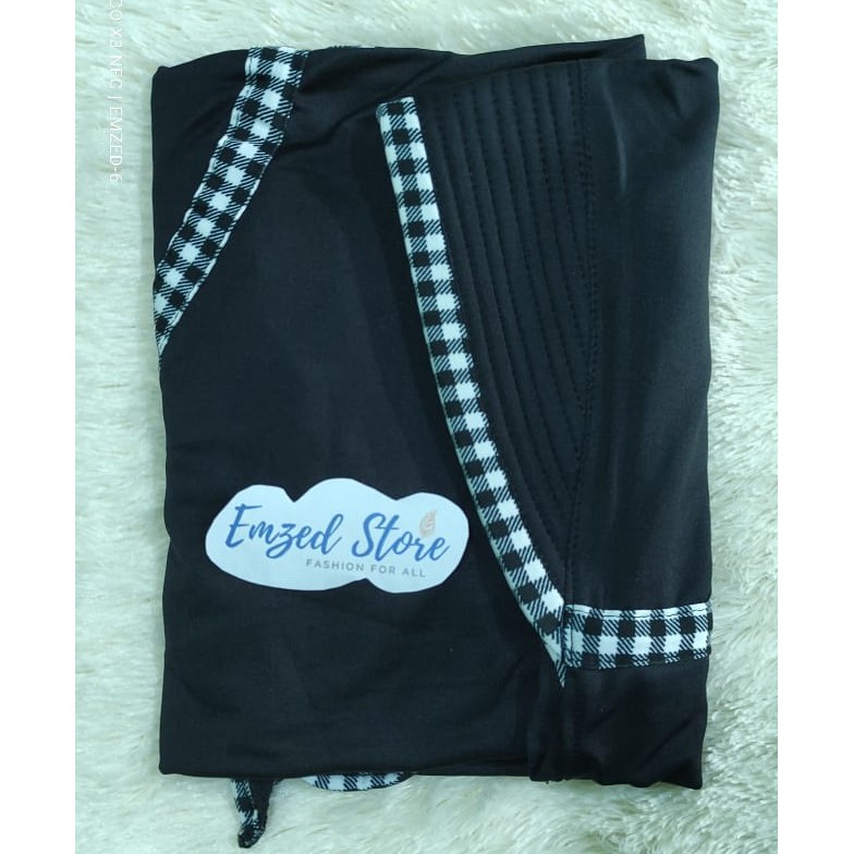 [COD] Termurah -  Jilbab Instan Serut Kotak | Hijab Serut Inayah Jilbab Jersi Serut Jersey Jumbo-Hitam