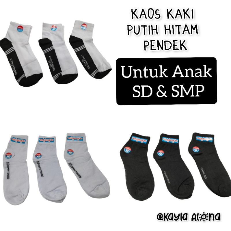 KAOS KAKI PUTIH HITAM PENDEK