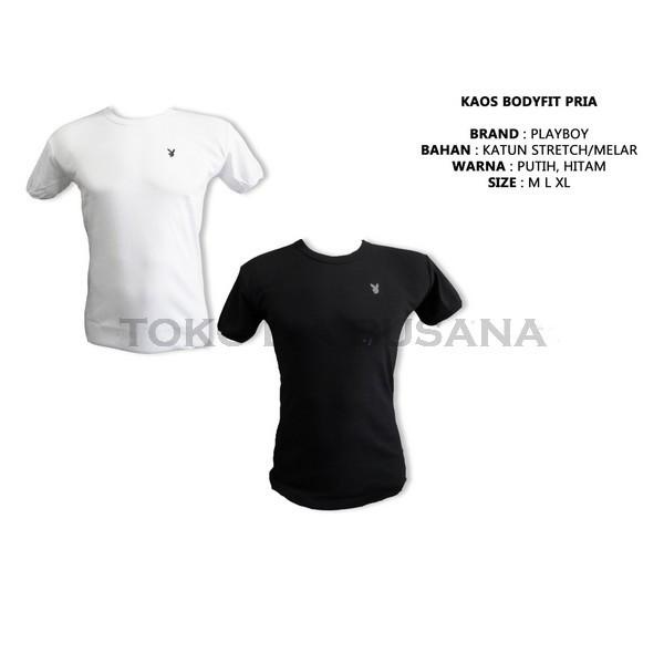 Kaos Dalam Pria Body Fit O Neck Original Playboy Bahan Katun Lembut