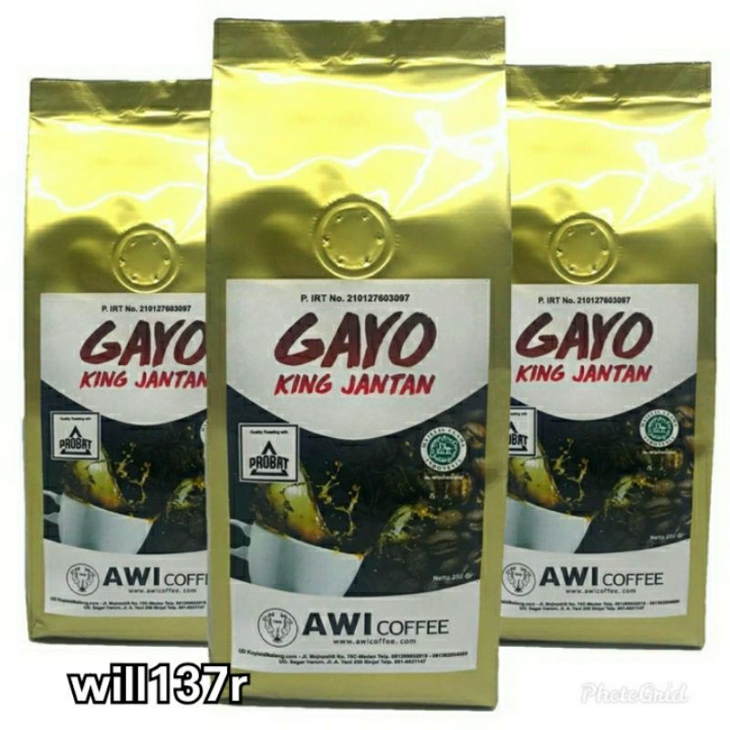 

AWI COFFEE GAYO KING JANTAN 250gr Bubuk Kopi- Coffee Powder