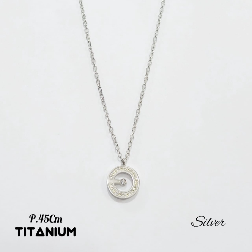 Kalung TITANIUM Logo Brand Terbaru Elegan Anti Karat Dan Tidak Luntur