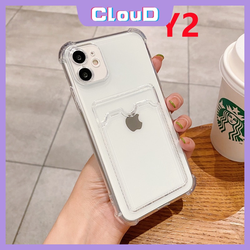 Soft Case Dompet Kartu Bahan Silikon Tahan Banting Untuk iphone 11 12 13 pro max XR x xs max 7 8 plus se 2020