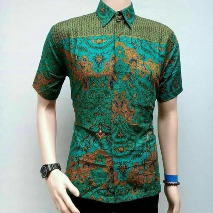 PRODUK READY... KEMEJA BATIK ARGAPADA - KEMEJA BATIK PRIA HIJAU TOSCA LENGAN PENDEK - MERAH, M