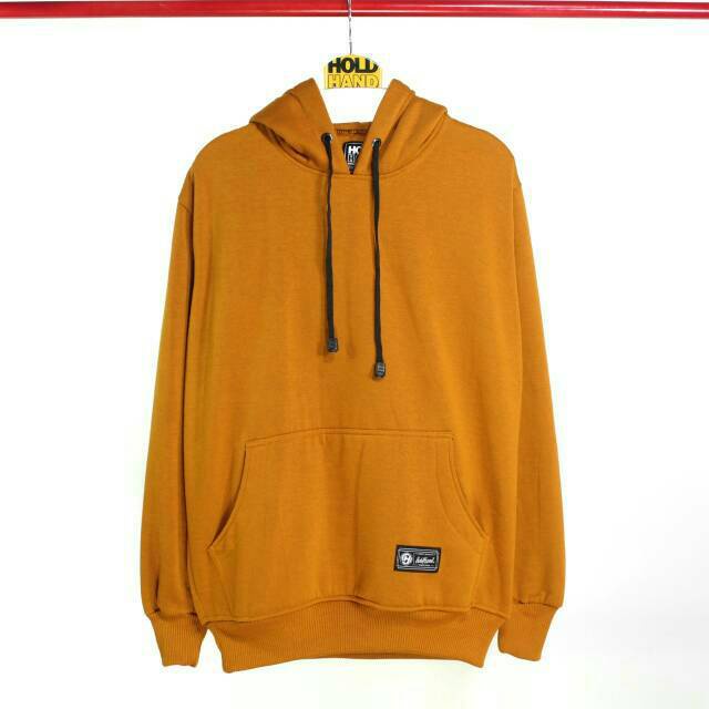 JAKET HOODIE POLOS KUNING KUNTIT