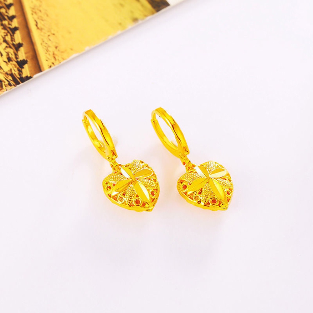 1 Pasang Anting Stud Liontin Love Sand Gold Gaya Retro Untuk Wanita