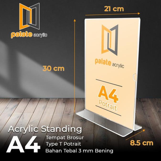 

acrylic tent holder / akrilik tent card A4 T tempat brosur Meja 3MM