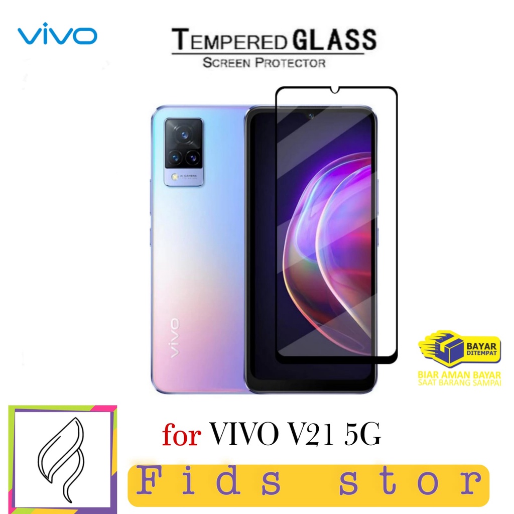 PROMO Tempered Glass VIVO V21 5G TG Layar FULL COVER Black Premium Screen, Protector FULL Screen