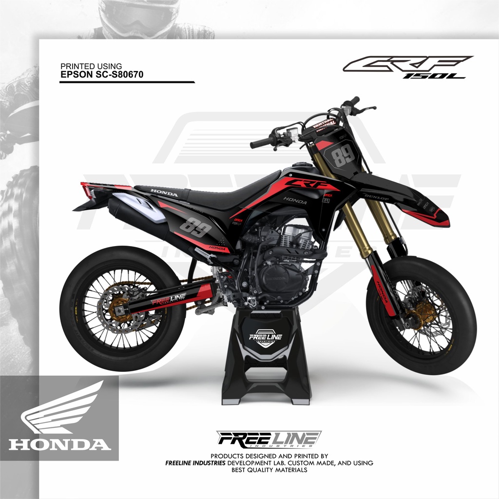 DECAL CRF150L HITAM SIMPEL LAMINASI GLOSS / DOFF