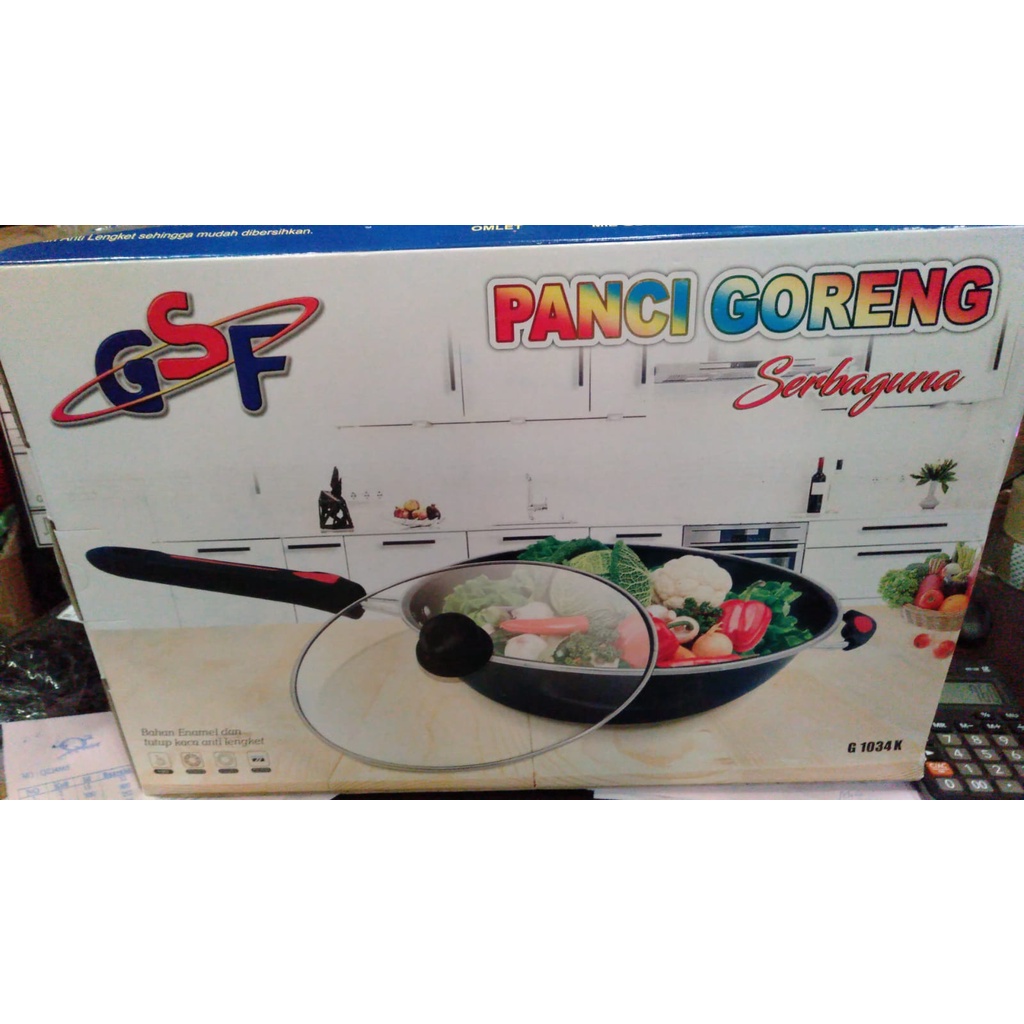 Wajan Enamel Gagang Marble Warna 34 cm Penggorengan Warna HITAM Wajan Anti Lengket 1034P/1032P