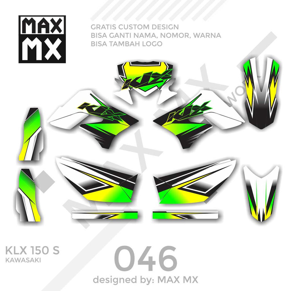 MX-01046 decal klx 150 hijau putih simple