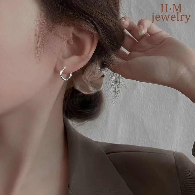 Anting Klip Bahan S925 Silver Gaya Simple