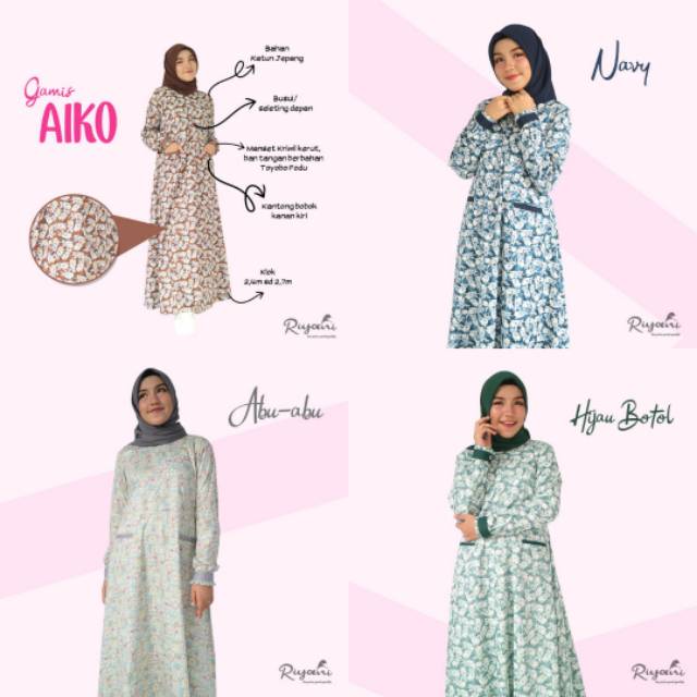 Riyani Gamis/dress batik syar'i Aiko Motif  seragam katun jepang design ori