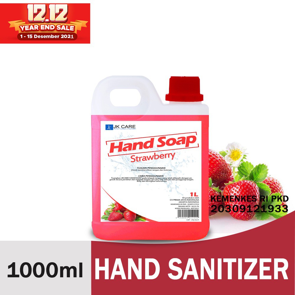 JKCARE Sabun Cuci Tangan Antiseptik Antibacterial Hand Soap1000mL Strawberry