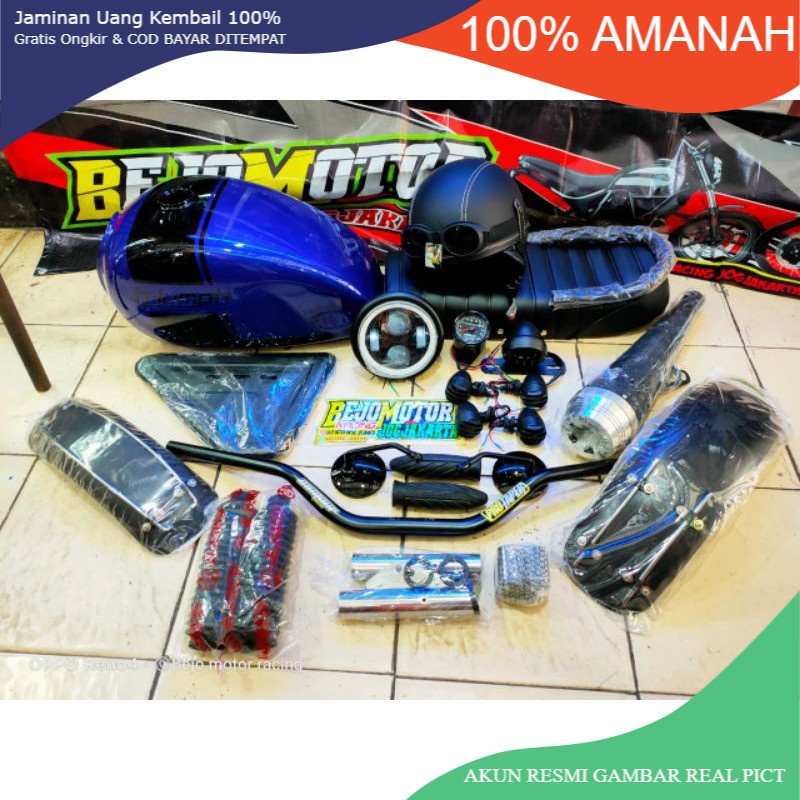 paket body japstyle thunder 125 biru fullset