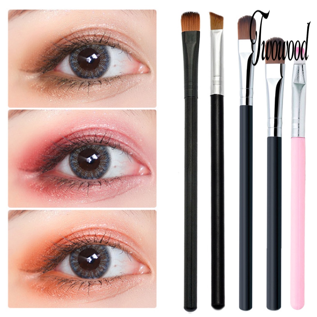 5pcs / Set Brush Makeup Anti Slip Tipis Untuk Eyeshadow Eyeliner Eyelash Eyebrow