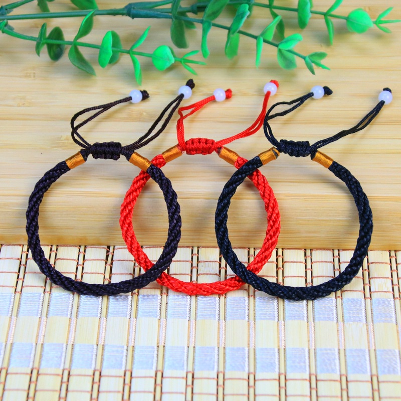 1pc Gelang Tali Handmade Warna Merah Untuk Pasangan