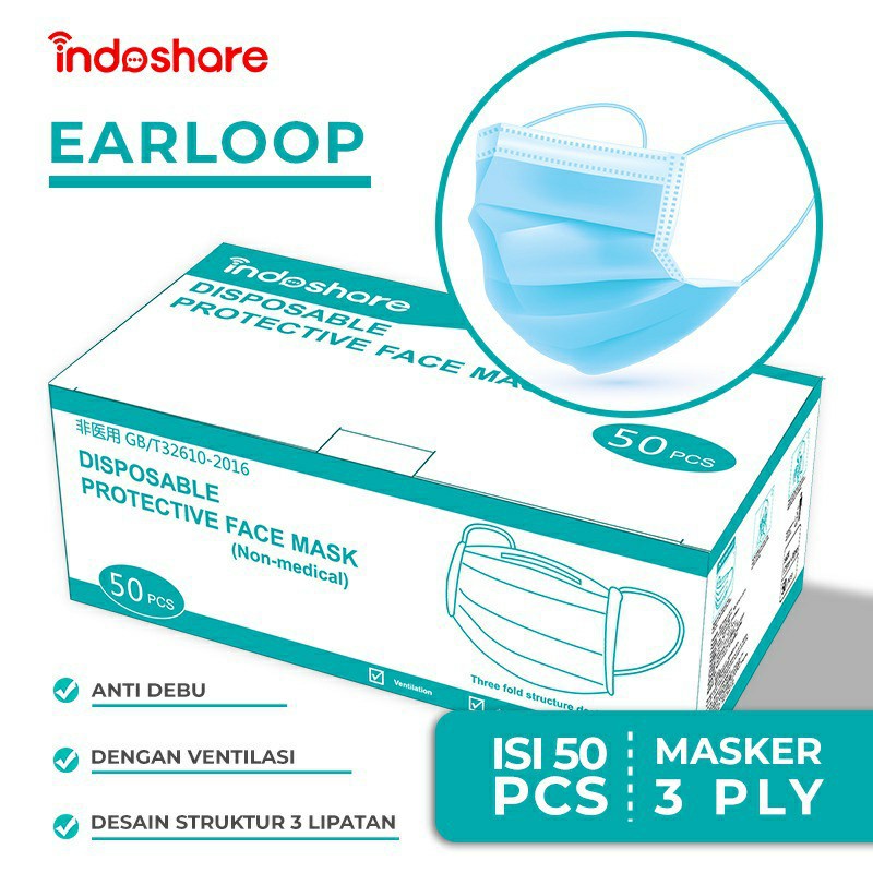 Masker 3Ply 3 Ply Biru Masker Disposable Masker Earloop Masker 3 Ply Masker biru Murah