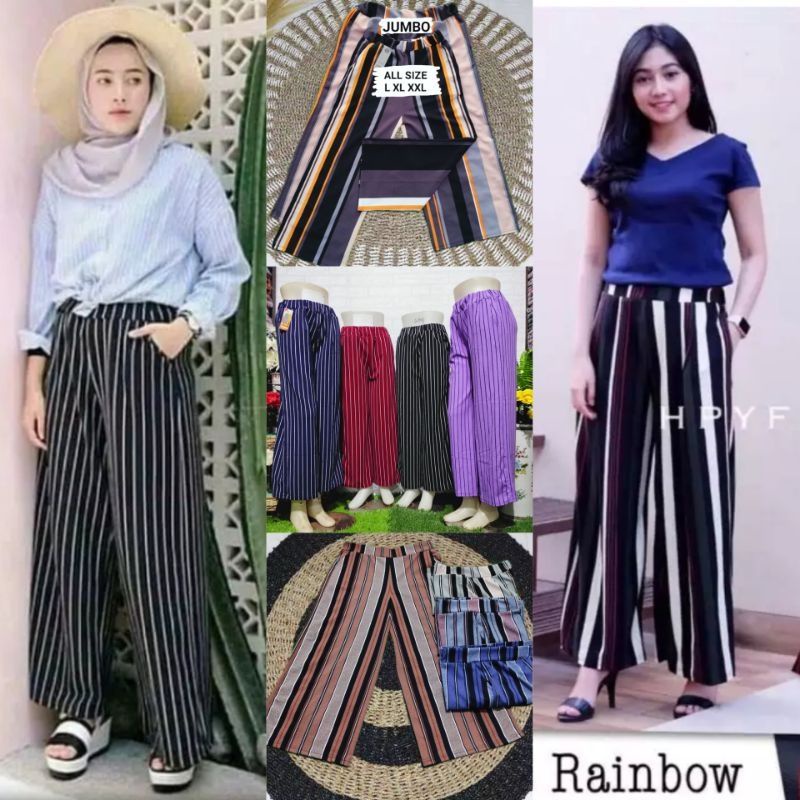 Celana Panjang Kulot Motif / kolor wanita XL ibu big size harian jumbo santai murah