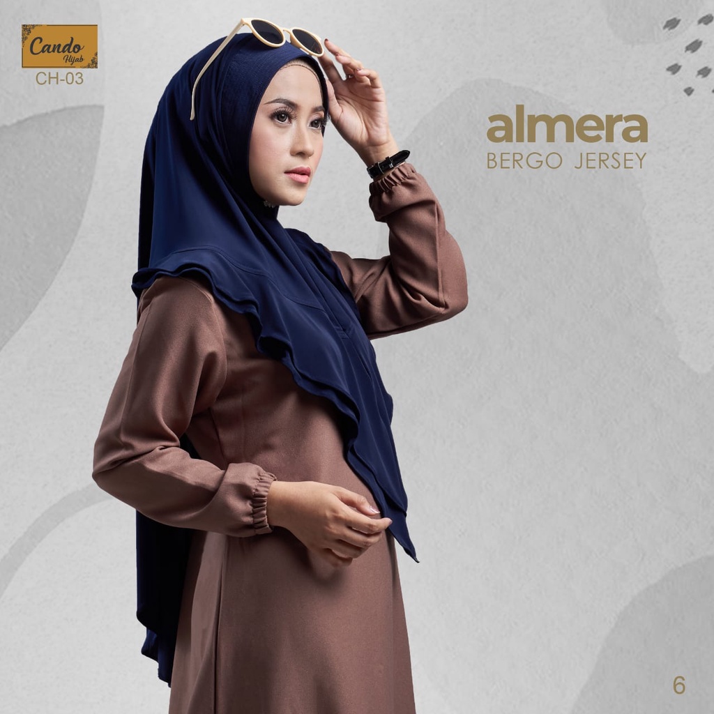 Jilbab Instan Bergo Almera Jersey Ori Cando Hijab-NAVY