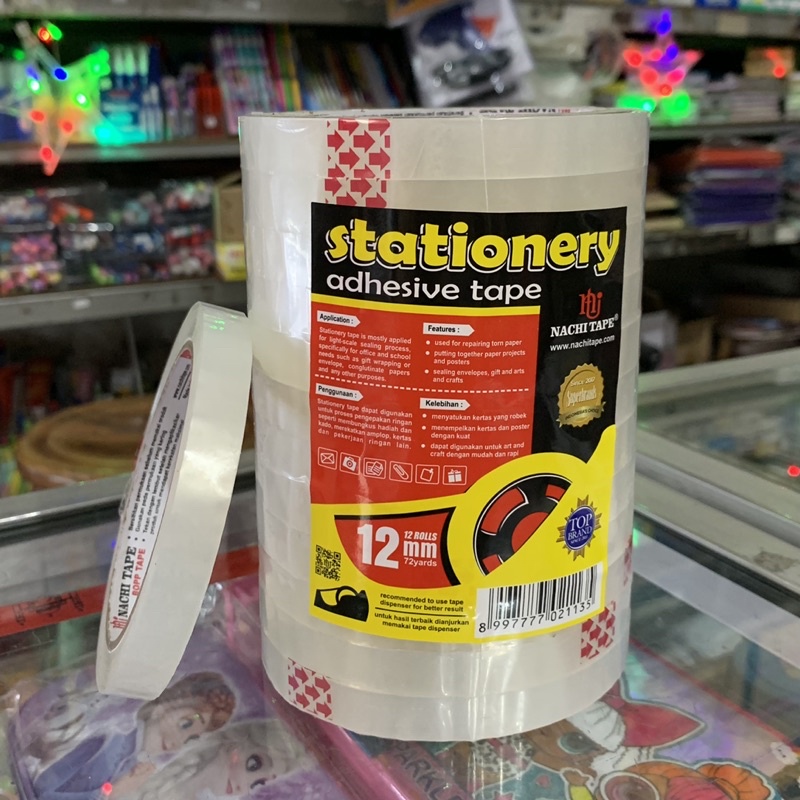 

Stationery Transparent Tape / Selotip Bening Nachi 12mm