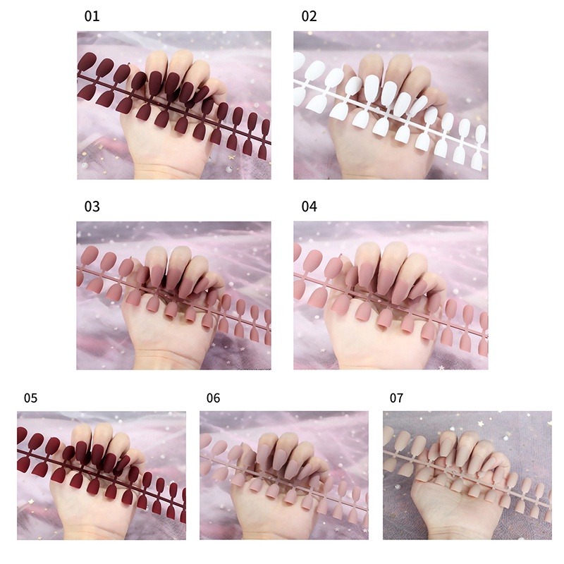 1kotak 100PCS Warna-Warni Kuku Palsu Cakupan Penuh Lem Kuku Palsu Seni Kuku Palsu Akrilik DIY Nail Art Dekorasi