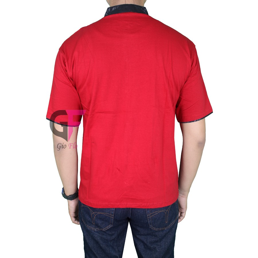 GIOFLO Atasan Pria Baju Kemeja Koko Gaya Elegan Red / KKS 28