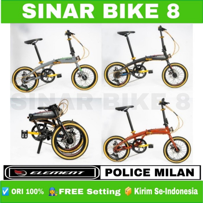 Sepeda Lipat Ukuran 16 dan 20 Inch ELEMENT POLICE MILAN 8 Speed