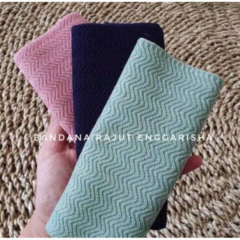 CIPUT RAJUT ZIG ZAG PREMIUM BANDANA RAJUT ZIK ZAK,INER RAJUT