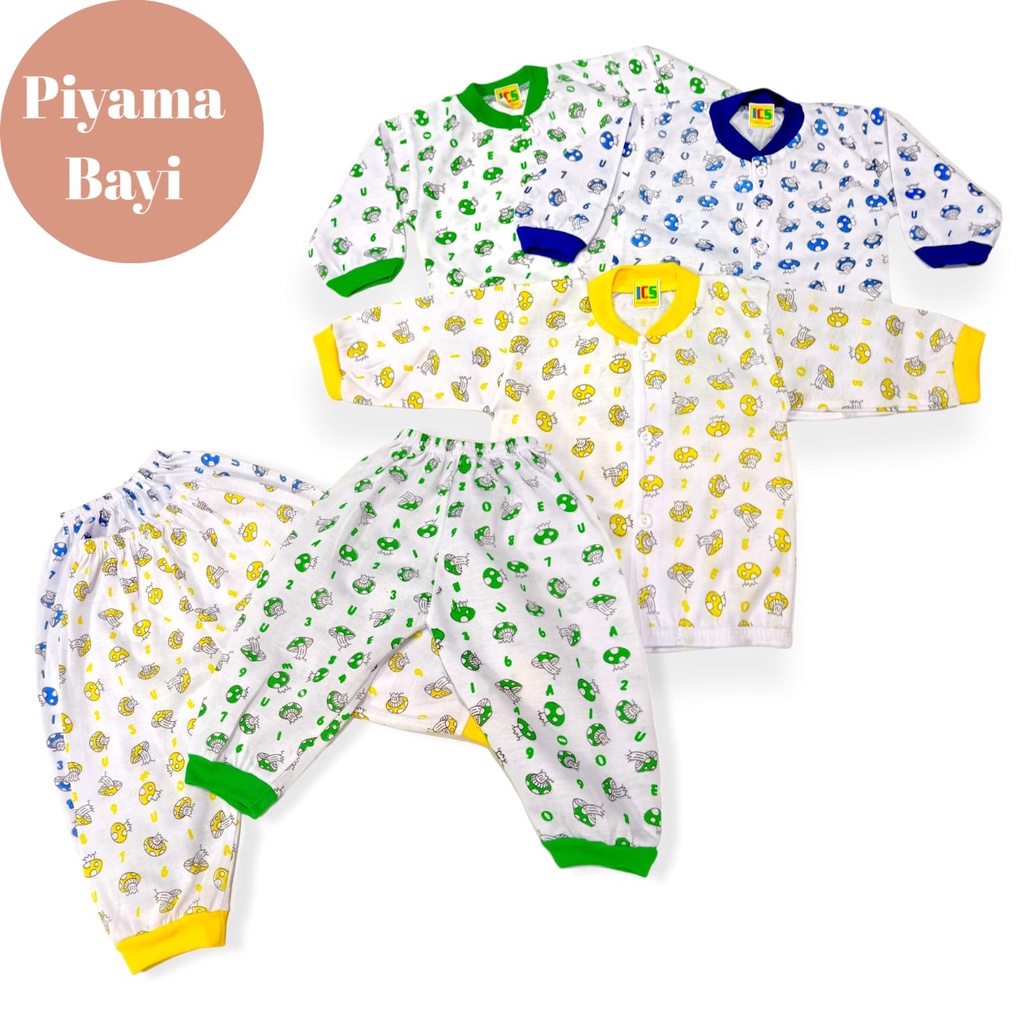 Setelan Baju Bayi Lengan Panjang Full Print