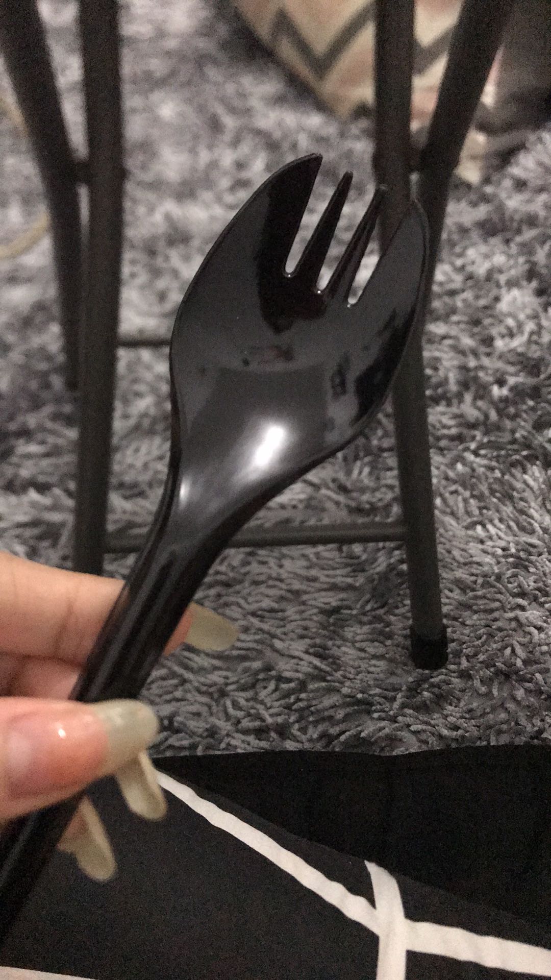 Sendok Garpu 2 In 1 ( 50 Pcs) Warna Hitam / Spork / Half Fork