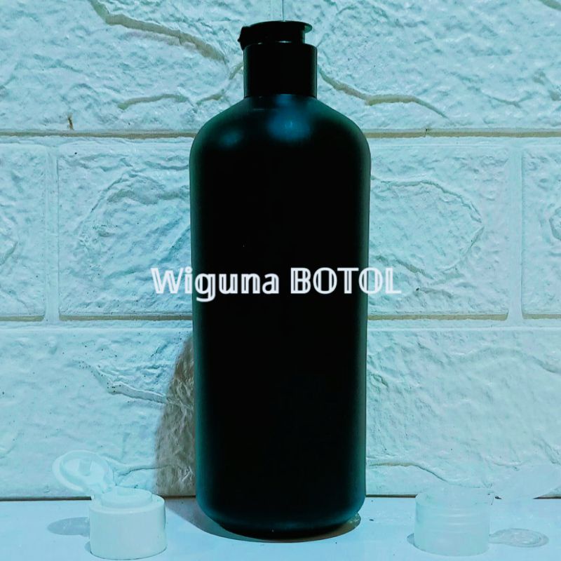 Botol Fliptop Jamur 500ml HDPE Hitam / Botol HDPE 500ml Hitam Tutup Fliptop Jamur