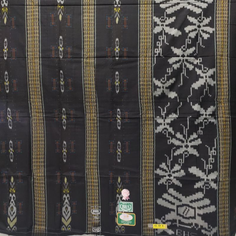 Sarung Tenun BHS Full Sutra 210 Spunsilk Gold GDI Spesial Hitam Gambiran Dobby Ikat