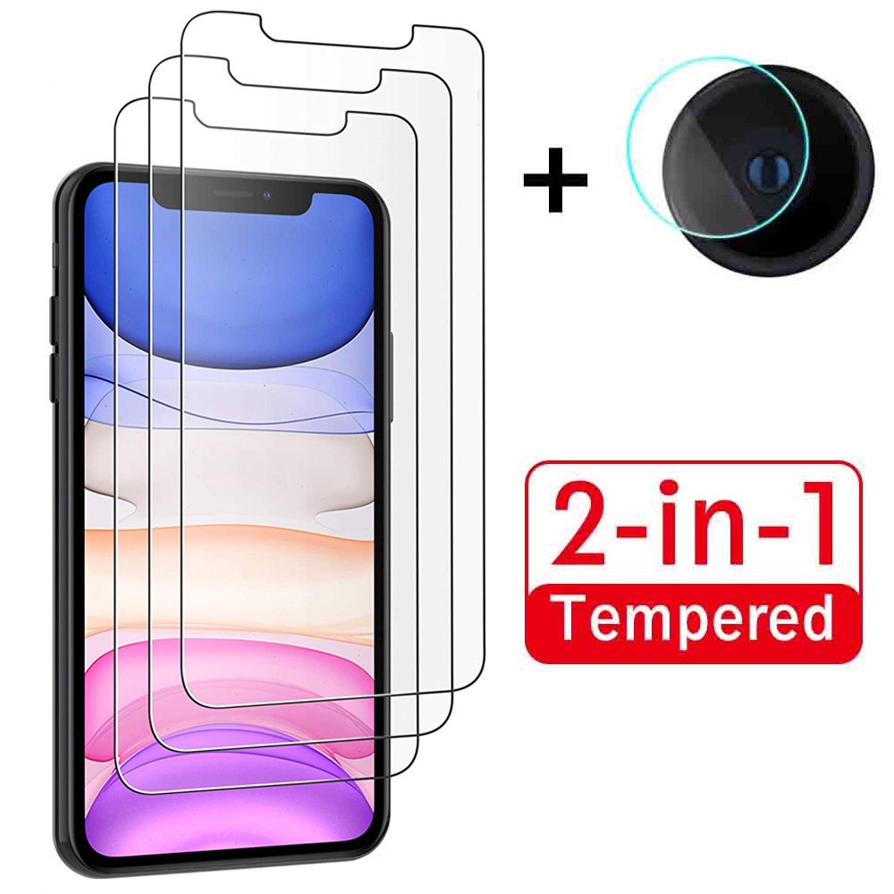 Pelindung Layar Tempered Glass 9h 2 In 1 Anti Pecah Untuk Compatible For iPhone Xr