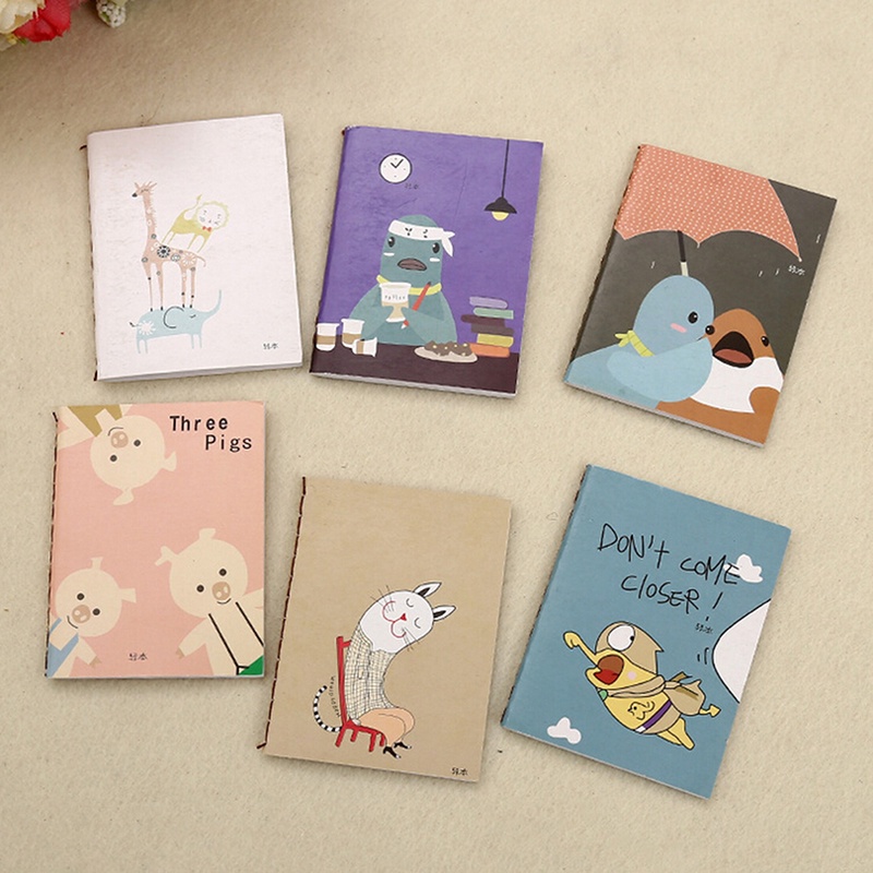 (LUCKID) 1pc Buku Notebook / Catatan / Jurnal / Diary Mini Motif Kartun Lucu