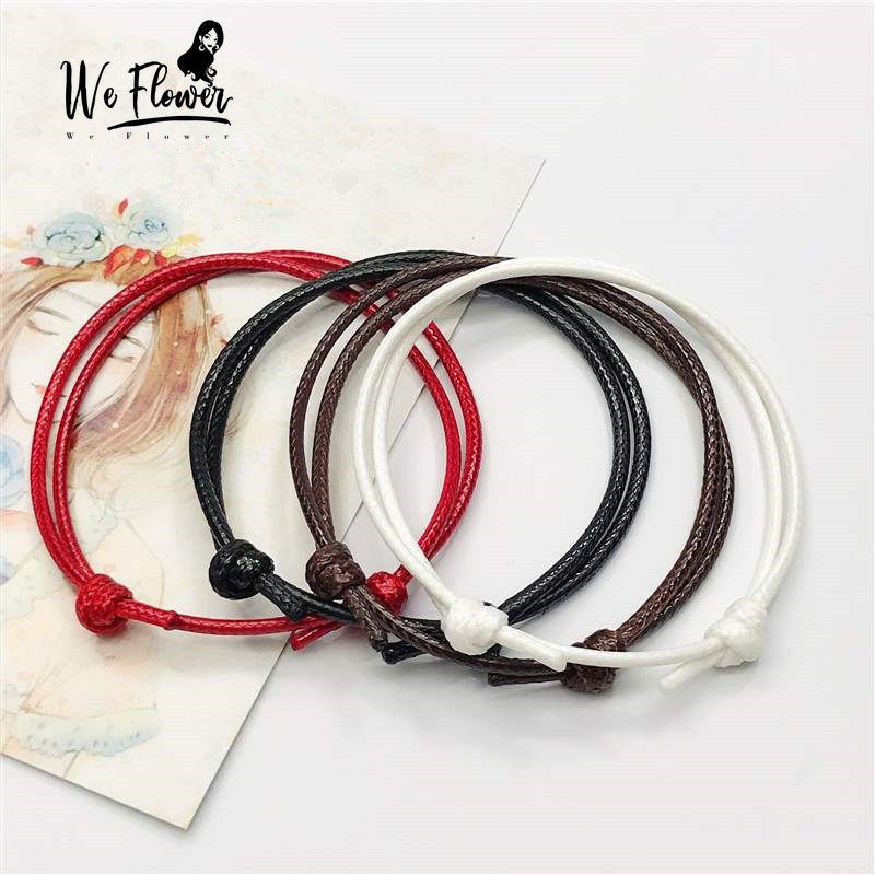 We Flower 2pcs Gelang Tali Lilin Keberuntungan Dapat Disesuaikan Tahan Air Untuk Pasangan