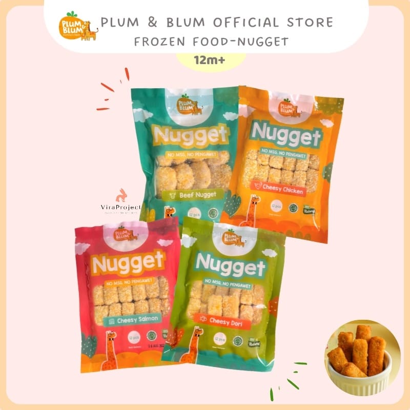 PLUM&amp;BLUM FROZEN NUGGET CHICKEN BEEF SALMON DORI / NAGET AYAM SAPI IKAN / FINGER FOOD NUGGET NO MSG 12PCS