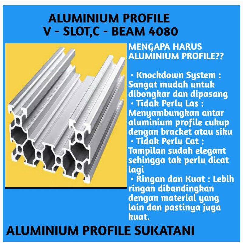 ALUMINIUM PROFILE V - SLOT ,C - BEAM 4080 TERMURAH