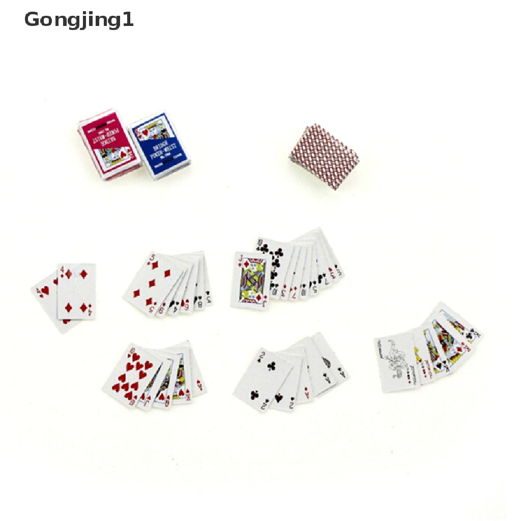 Gongjing1 1 Set Miniatur Kartu Poker Skala 1: 6 / 1: 12 Untuk Dekorasi Rumah Boneka