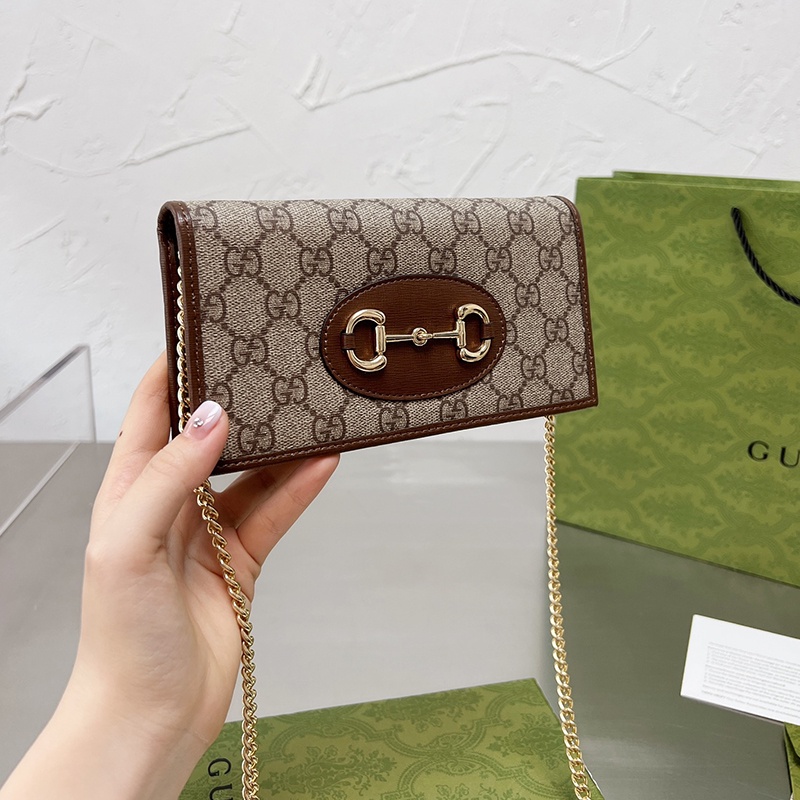 Original 2024 Gucci Horsebit 1955 Series Small Handbag Women's Fashion Temperament Woc Chain Bag