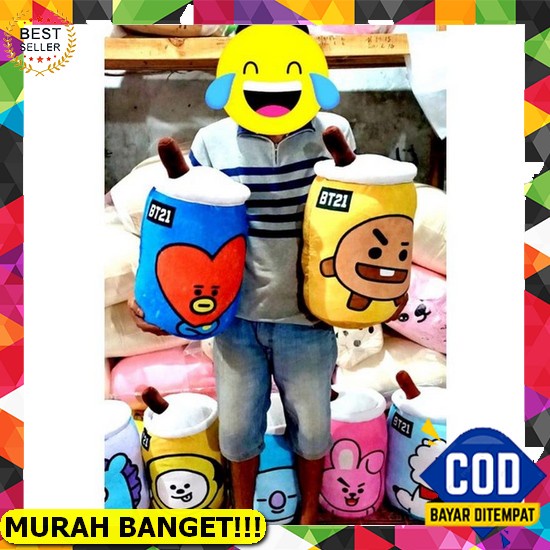 Boneka Boba Bubble Milk Tea Brown Sugar Ukuran Jumbo 45Cm Boneka Boba Bts Tanpa Led/Boneka Boba Led