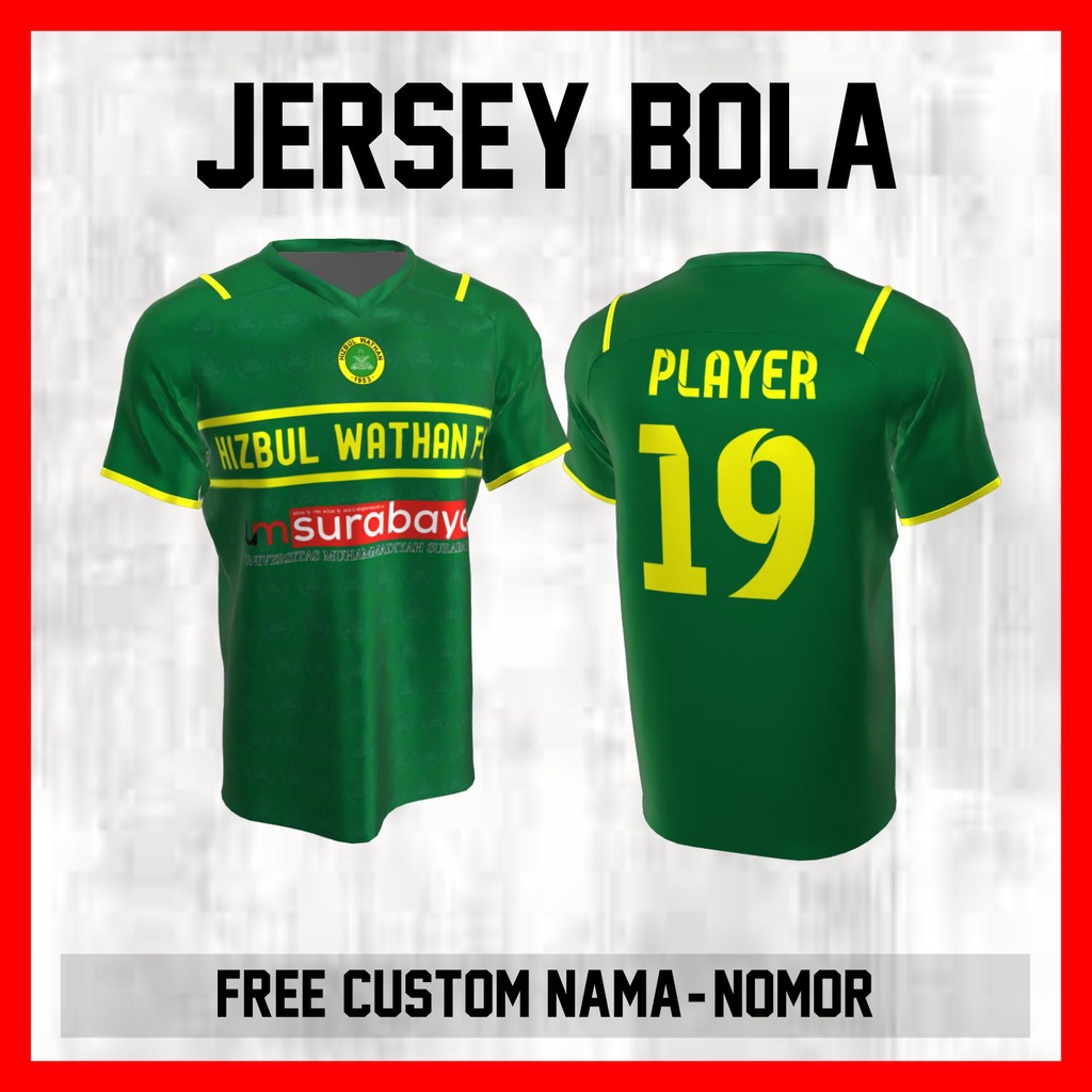 Kaos Bola Jersey Hizbul Wathan FC Klub Garis Bahu Baju Custom Nama dan Nomor Punggung - 96