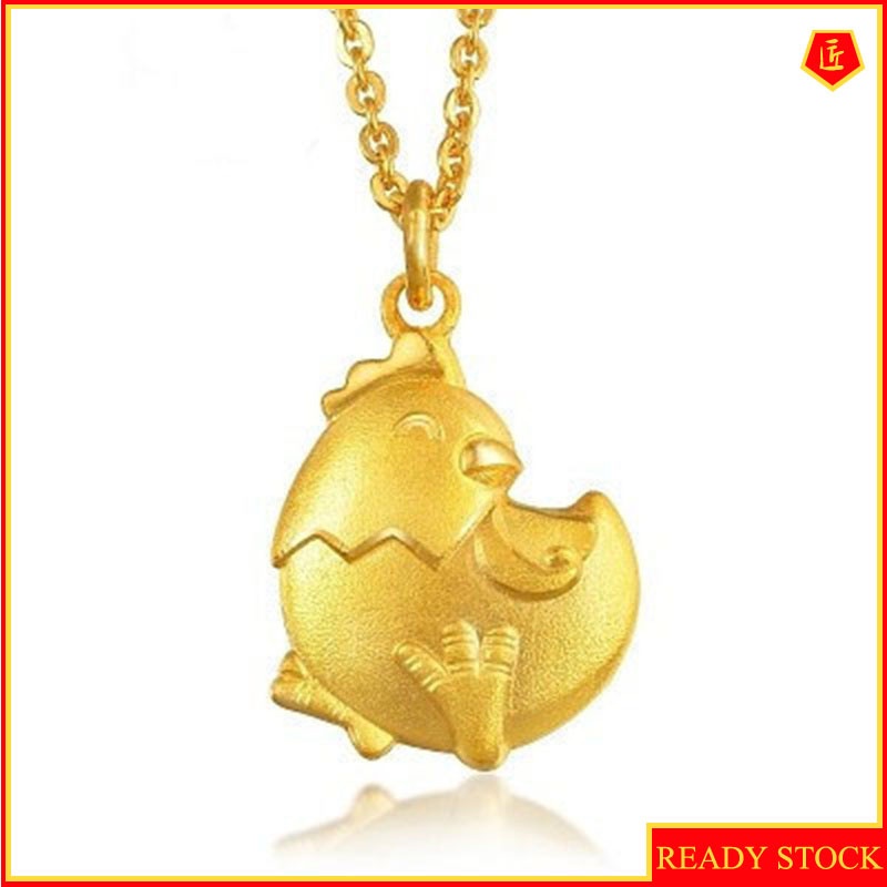 [Ready Stock]3D Gold Necklace Zodiac Rooster Cute All-Match