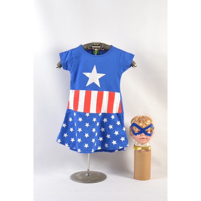 Kostum Anak Perempuan Captain America Girl Marvel Dress Baju Karakter Superhero